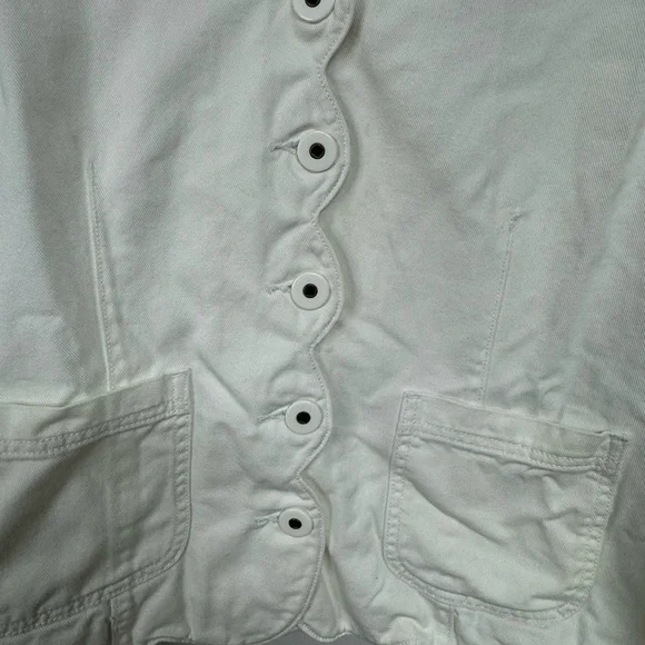 Isabella Byrd Anthropologie Ivory Denim Button Up Jacket LP - Picture 7 of 10